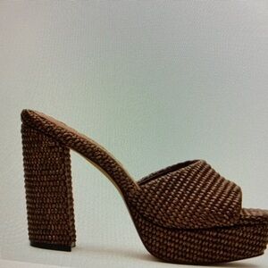 Brown Woven Block Heel Sandals